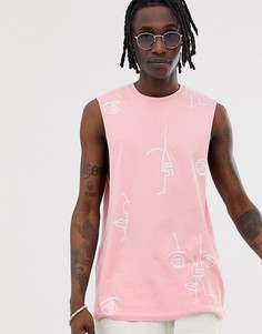 Свободная майка с принтом ASOS DESIGN-Розовый