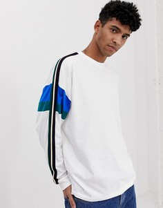Oversize-лонгслив со вставками и лентой на рукавах ASOS DESIGN-Белый