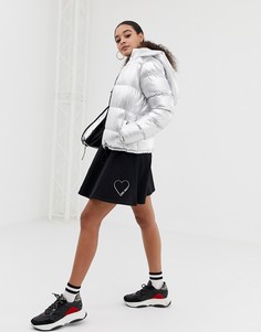 Короткая расклешенная юбка с блестящим принтом Love Moschino-Черный