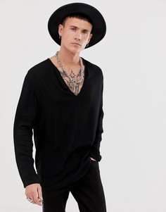 Черная рубашка классического кроя из вискозы ASOS DESIGN-Черный