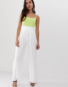 Брюки с широкими штанинами и поясом ASOS DESIGN-Белый