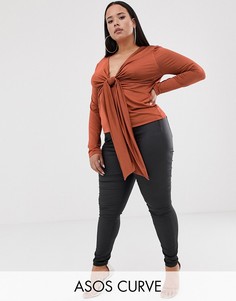 Лонгслив с узлом ASOS DESIGN Curve-Оранжевый
