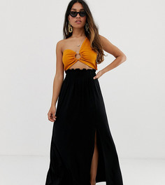 Юбка макси со сборками на талии ASOS DESIGN Petite-Черный