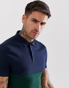 Зеленая футболка-поло из органического хлопка с контрастной кокеткой ASOS DESIGN-Зеленый