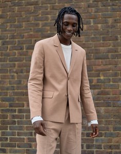 Бежевый льняной блейзер ASOS WHITE