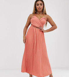 Платье миди с плиссированной юбкой и вырезами Fashion Union Petite-Оранжевый