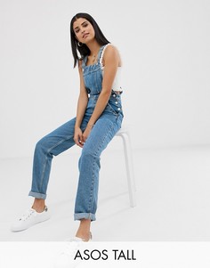 Синий выбеленный джинсовый комбинезон ASOS DESIGN Tall