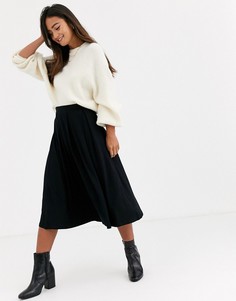 Юбка миди со складками ASOS DESIGN-Черный