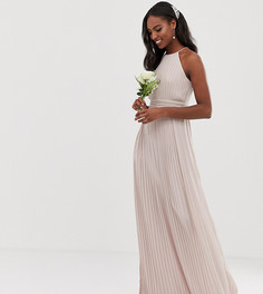 Эксклюзивное серо-коричневое платье макси с плиссировкой для подружки невесты TFNC Tall-Коричневый