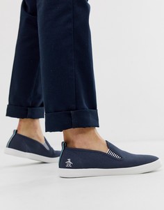 Темно-синие парусиновые кеды с полосой по бокам Original Penguin-Темно-синий