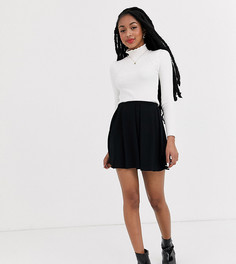 Мини-юбка со складками ASOS DESIGN Petite-Черный