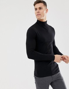 Черная обтягивающая водолазка из органического хлопка ASOS DESIGN-Черный