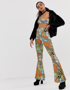 Фестивальные расклешенные брюки с принтом в винтажном стиле Jaded London-Мульти