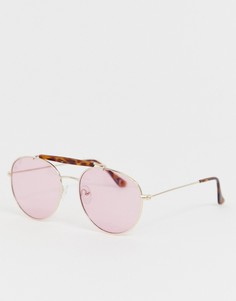 Солнцезащитные очки-авиаторы с розовыми стеклами Jeepers Peepers-Золотой