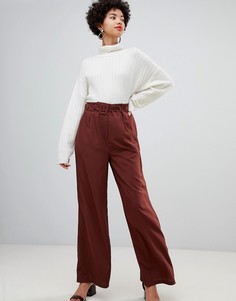 Широкие брюки с завышенной талией и поясом Vero Moda-Коричневый