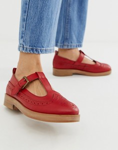 Красные кожаные туфли на плоской подошве ASOS DESIGN-Красный