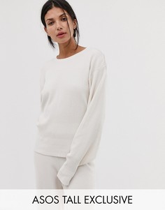 Трикотажный свитшот с заниженной линией плеч ASOS DESIGN tall-Белый
