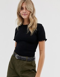 Приталенная футболка с короткими рукавами ASOS DESIGN-Черный