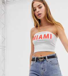 Кроп-топ из органического хлопка с принтом \Miami\" ASOS DESIGN Petite-Белый
