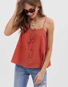 Топ на бретелях со шнуровкой ASOS DESIGN-Белый