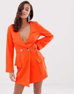 Платье-смокинг с пуговицами ASOS DESIGN Fluoro-Оранжевый