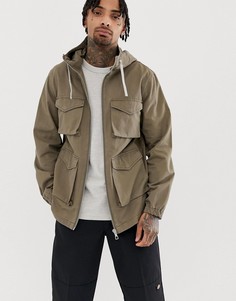 Светло-бежевая куртка в стиле милитари на молнии с капюшоном ASOS DESIGN-Светло-коричневый