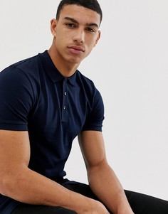 Поло из трикотажа темно-синего цвета обтягивающего кроя ASOS DESIGN-Темно-синий