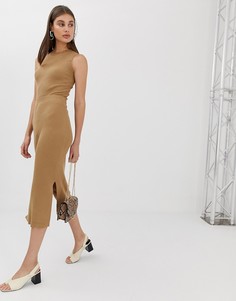 Трикотажная юбка миди от комплекта ASOS DESIGN-Светло-бежевый