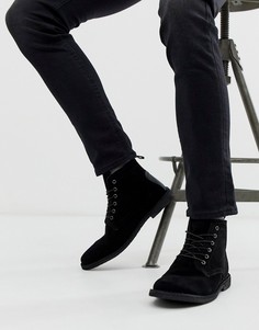 Черные замшевые дезерты с кожаной вставкой ASOS DESIGN-Черный
