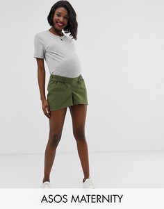 Повседневные шорты с посадкой под животом и молнией ASOS DESIGN Maternity-Зеленый