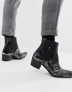 Черные ботинки с эффектом змеиной кожи цвета металлик Jeffery West Sylvian-Черный