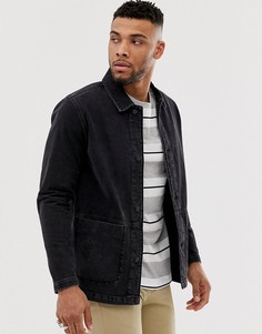 Выбеленная черная джинсовая куртка ASOS DESIGN-Черный