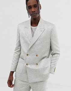 Серебристый двубортный жаккардовый пиджак свободного кроя ASOS DESIGN-Серебряный