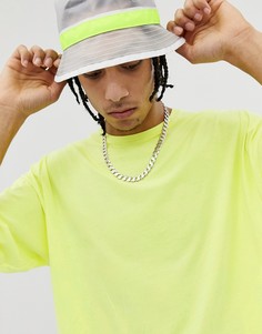 Выбеленная неоново-желтая oversize-футболка с рукавами длиной до локтя ASOS DESIGN-Желтый
