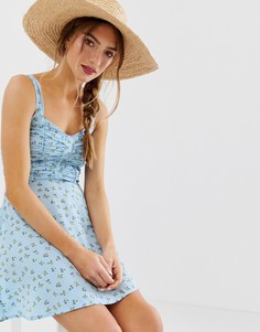 Сарафан мини со сборками на лифе и пуговицами ASOS DESIGN-Мульти