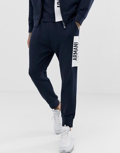 Темно-синие трикотажные джоггеры с логотипом Armani Exchange-Темно-синий