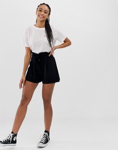 Шорты с присборенной талией и завязкой ASOS DESIGN-Черный