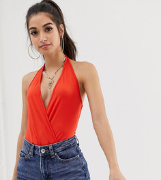 Красное боди с завязкой на шее ASOS DESIGN Petite-Красный