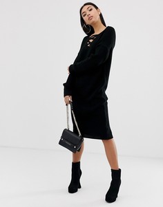 Платье миди со шнуровкой ASOS DESIGN-Черный
