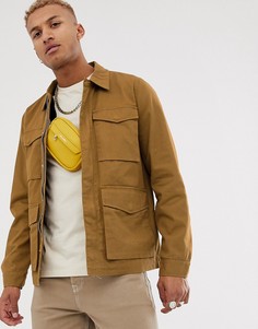 Куртка табачного цвета в стиле милитари ASOS DESIGN-Коричневый