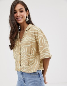 Свободный топ на пуговицах со звериным принтом ASOS DESIGN-Мульти