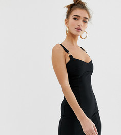 Черное облегающее платье с цепочками River Island Petite-Черный