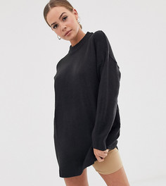 Черный длинный джемпер с круглым вырезом Bershka-Бежевый