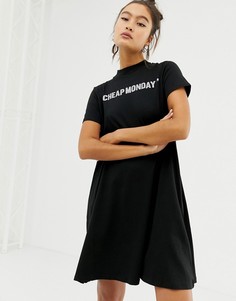 Платье из органического хлопка со светоотражающим логотипом Cheap Monday-Черный