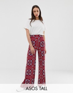 Брюки с широкими штанинами и платочным принтом пейсли ASOS DESIGN Tall-Мульти