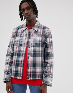 Темно-синяя спортивная куртка в клетку ASOS DESIGN-Темно-синий