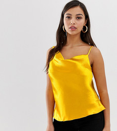 Атласный топ на бретельках ASOS DESIGN Petite-Золотой