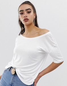 Белая футболка с открытыми плечами ASOS DESIGN-Белый