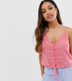 Топ на пуговицах в клетку ASOS DESIGN Petite-Розовый