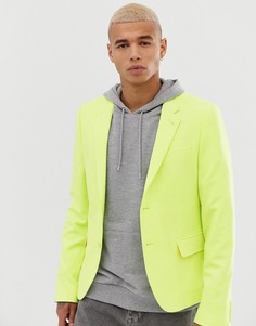 Желтый укороченный приталенный блейзер ASOS DESIGN